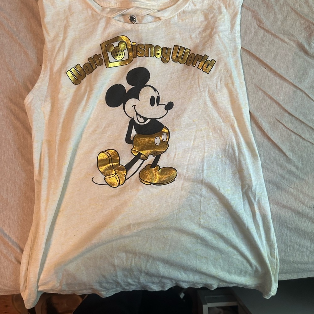 Disney Parks White and Gold Mickey Mouse Tank
